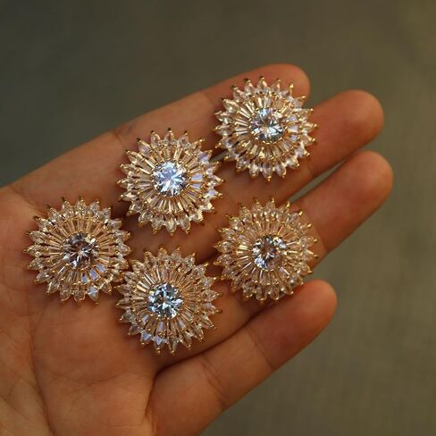 5pc/lot Luxury Crystal Buttons for Clothes Cubic Zirconia Button for Coat Decorative CZ Sewing Buttons for Cashmere Cardigan (25.2mm) in Saudi Arabia