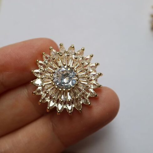 5pc/lot Luxury Crystal Buttons for Clothes Cubic Zirconia Button for Coat Decorative CZ Sewing Buttons for Cashmere Cardigan (25.2mm) in Saudi Arabia