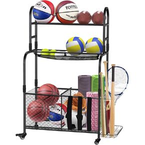 Ball Storage Rack with Elastic Cord Bottom | Sports Equipment Organizer | Easy-Access Ball Rack for Kids | Indoor and Outdoor Ball Rack for Home, School, Yard, Gym