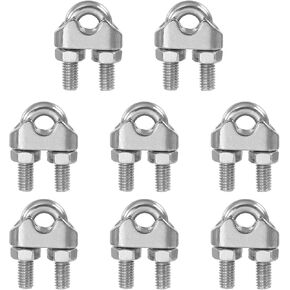 PATIKIL 5/16 Inch M8 Wire Rope Clamp Clip, 8 Pcs 304 Stainless Steel U Bolt Saddle Fastener for Rigging Rope, Wire and Cable