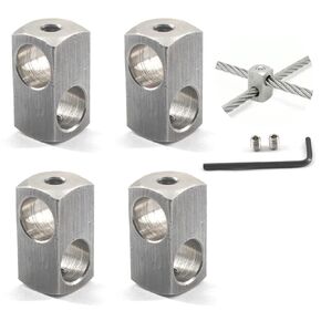M12 mm Cross Cable Clamps Wire Rope Cross Clamp 304 Stainless Steel Cross Clip (Pack of 4)