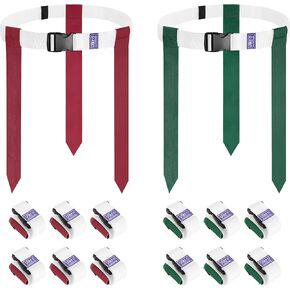 Flag Football Belts, 14 Player Adjustable White Flag Football Set with 42 Flags for Adult Youth Kids Training Games (Red & Green)