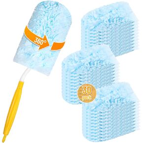 Duster Refills for Swiffer Duster Refill, Feather Dusters for Cleaning with 1 Handle, Multisurface 360° Dusters, Unscented Disposable Dusters for Cleaning Dusting(Blue, 30 Pcs)