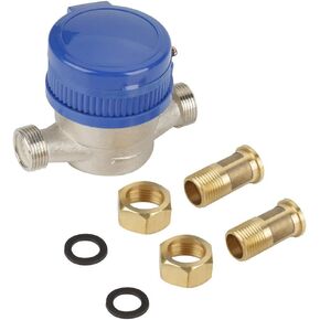 1/2'' Water Meter,0℃~40℃ Digital Cold Wet Water Arbitrary Rotation Gauge Meter,0.0001-99999 Portable Garden Home Cold Water Meter