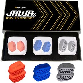 JawRx Jawline Exerciser, Double Chin Eliminator, Face Lift Device, Jaw Strengthener, 6 PCS Jawline Shaper for Men and Women, 3 Resistance Levels