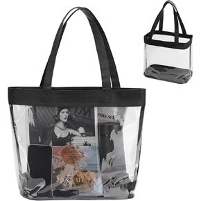 12x12 Clear Bag for Stadium Events 12 x6 x12, Pink Clear Tote Bag Stadium Approved Clear Bags for Women 12x12x6 12x6x12 Clear Stadium Bag With Handles Zipper Large Transparent for Work Beach