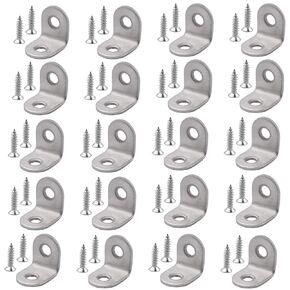 90 Degree Corner Braces, 20 Pieces Right Angle Brackets Fasteners L Shaped Corner Bracket with 40 Pieces Screws for Wood, Shelves, Furniture, Cabinet - 20 x 20 mm