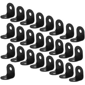 uxcell 12 x 12mm Angle Bracket Black Corner Brace Fastener L Shaped Right Angle Brackets Corner Protector Shelf Support for Furniture, 25pcs