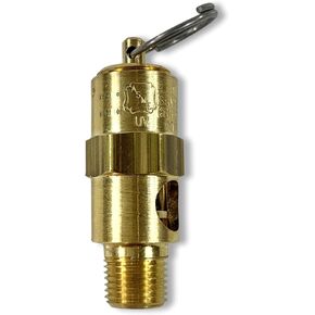 Brass, 1/8" NPT Economy Soft Seat Safety Pressure Relief Valve, Made In The USA (180 PSI / 87 SCFM)