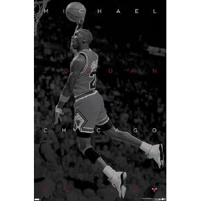 Trends International Michael Jordan - Black and White Wall Poster, 22.375" x 34", Premium Unframed Version