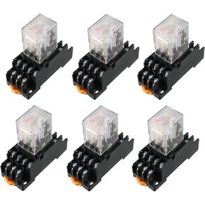 uxcell 6 Pcs AC 110V/120V Coil 4PDT 35mm DIN Rail Power Relay + Socket