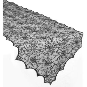 Halloween Table Runner, 18 X 72 Inch Black Lace Spider Web Table Runner, Spider Web Halloween Decorations Halloween Table Decor, Small Table Runner Halloween Table Runners 72 Inches Long Desk Decor