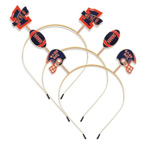3pcs Football Headband Game Day Football Themed Helmet I Love Football Mom Headbands Accessories Metal Hair Hoop