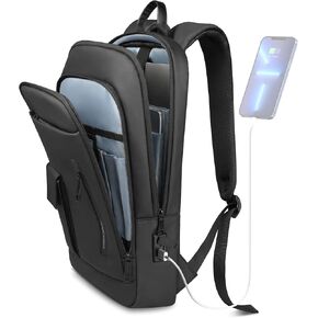 Slim Business Backpack With USB Charging Port Lightweight Anti-theft Travel Backpacks 15.6 inch Water Resistant Laptop Bag for Work Office College