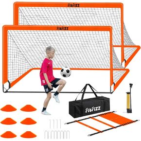 Soccer Goal, Soccer Goals for Backyard, 6x4 FT Portable Pop Up Soccer Net Set for Kids Youth Outdoor Game Toys, Soccer Training Equipment with Soccer Ball, Ladder and Cones