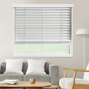 CHICOLOGY Faux Wood Blinds , Window Blinds , Wood Blinds , Window Shades , Window Treatments , Blinds & Shades , Window Shades For Home , Wooden Blinds , 24"W X 72"H, Basic White