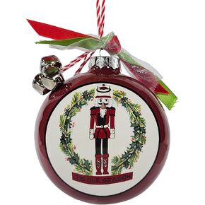 University of Arkansas Razorbacks Ceramic Ball Ornament - Team Logo & Nutcracker Design w/Ribbon & Bells by Magnolia Lane - Christmas Decoration, Gift for Arkansas Students, Alumni - for Home, Dorm
