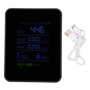 5 in 1 CO2 Detector HCHO TVOC Temperature Humidity Meter Air Quality Monitor Digital Carbon Dioxide Tester Air Analyzer