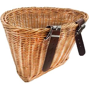 Adjustable Woven Bike/Bicycle Basket Front Cargo for Adults, Fits for Most Bikes, Stationary Bike, Ebike, Road Bike,Beach Cruiser