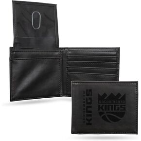 Rico Industries NBA Sacramento Kings Black Laser Engraved Bill-fold Wallet - Slim Design