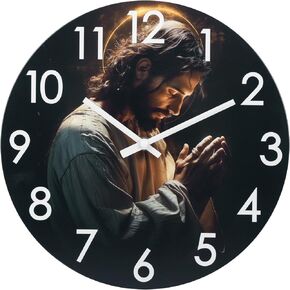 Prayer Clock Jesus Christ Pendulum Wall Clocks for Christian,Faith Based,Inspirational,Religious Spiritual,Birthday Gifts