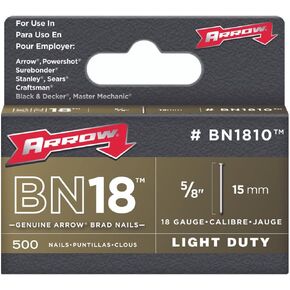 Arrow Fastener BN1810CS 5/8" 15mm 18 Gauge Brown Brad Nails 1000 Count