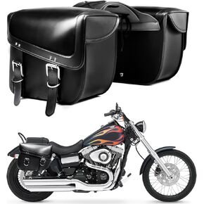 30L Large Capacity Motorcycle Saddlebags,Universal PU Leather Saddle Bags Motorcycles for Davidson Sportster Shadow Softail Dyna V-star(Black)