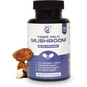 Tiger Milk Mushroom Capsules – 300mg for Mood & Immune Support (120 Count) – Natural Anxiety Relief, Gluten-Free & Non-GMO
