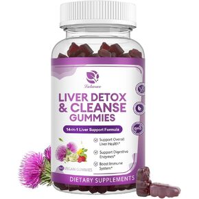 تطهير الكبد من السموم وإصلاحه - تركيبة جديدة مكملة لدعم الكبد مع الحليب الشوك سيليمارين والهندباء ومستخلص الخرشوف ونبات البلسان - بدون سكر، مكمل لصحة الكبد - 60 علكة نباتية in Kuwait