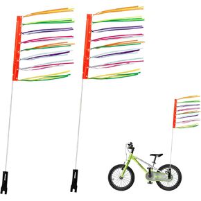 2 Pcs Bike Flag with Adjustable Height Pole 6 ft Bicycle Safety Flag Improved Warning And Visibility Use on Bicycles, Strollers, Go-karts
