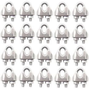 Eowpower 20 Pieces M2 Stainless Steel 304 Wire Rope Cable Clip Clamp 2 mm