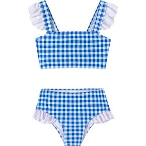 LIZENS Girls Plaid Swimwear Two Piece Trim Swimsuit 2-12 Toddler Beach Bathing Suit for Kids in Kuwait