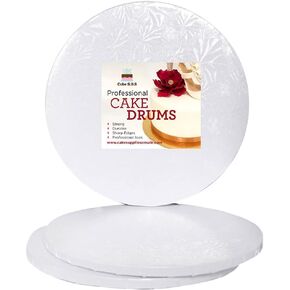 10 inch White Round Sturdy Cake Board Drums for Displaying Cakes, 1/2 inch Thick, (3-Pack)