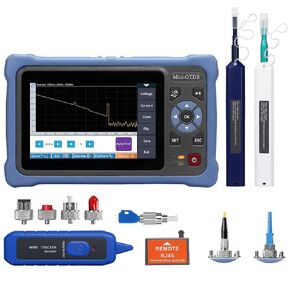 A-800U OTDR Optical Fiber Tester 1310 1550nm UPC Interface 100km 24/22db with SC FC ST LC Adapter and FC Male to LC Female 12 in 1 OPM -50~+26dbm Visual Fault Locator 10KM LED OLS RJ45 Tester