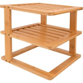 LEIMO KPARTS Bamboo Kitchen Corner Shelf - Cabinet Corner Rack for Plate, 3-Tier Kitchen Shelf Storage Organizer -Kitchen Countertop Organizer - Cabinet & Pantry Kitchen Organization