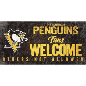 NHL Pittsburgh Penguins Unisex Pittsburgh Penguins Fans Welcome Sign, Team Color, 6 x 12