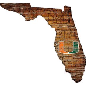 Fan Creations NCAA Miami Hurricanes Unisex University of Miami Mini Roadmap State Sign, Team Color, 12 inch