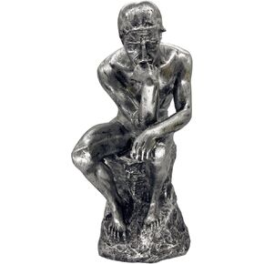 Thinker Statue Decor Office Desktop Bookcase Sculpture Accent Large DéCor Famous Rodin'S Thinker Art Collection Resin Figurine Desk Gifts for Men Modern Home Decorate (Golden Bronze)