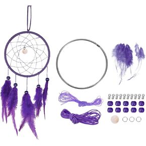 PATIKIL DIY Dream Catcher Kit, Making Dream Catcher Supplies Wall Hanging Handmade Dream Catcher Kits for Beginner Style 3, Purple