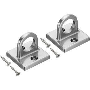 YOKIVE 2 Pcs Pad Eye Plate U Hooks, Metal Wall Mount Loop with Screws, Connect Rope Barriers, for Mounting Queue, Dark Silver