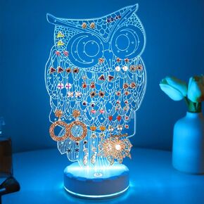 OAOLEER LED Earring Organizer, 114 Holes Light Mermaid Stud Earrings Holder Stand, Acrylic Clear Earring Storage Board,Girls Jewelry Dressing Table Earring Studs Display Rack (Mermaid A)