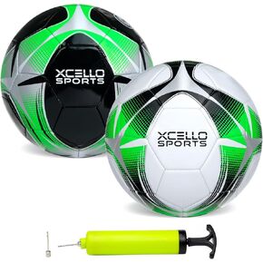 Soccer Ball (Black/Green/Silver, White/Green/Silver) w/Pump - Size 3, 4 or 5 and 2, 6, 12, or 24 Packs