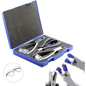 Glasses Pliers Eyeglass Frame Repair Kit, Glasses Repair Tool, Glasses Repair Pliers Rimless Glasses Frame Eyeglass Optical Kit with Storage Box