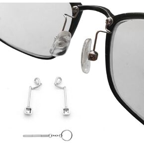 1 Pair Eyeglasses Nose Bridge Glasses Nose Arm Metal Replacement Glasses Replacement Parts Nose Pads Repair Kits and Screwdriver (Silver)