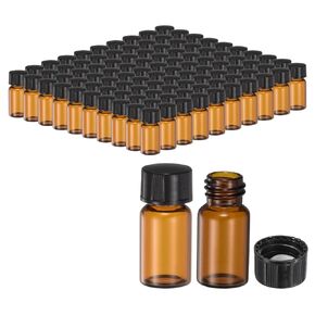 PATIKIL 2ml Amber Glass Vials, 100 Pack Sample Vials with Screw Cap Reagent Media Bottle Leak-Proof Liquid Sample Glass Vial for Lab Laboratory Storage