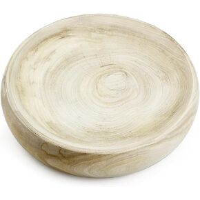 Large Decorative Wooden Bowl,Handcrafted Modern Decor,Round Paulownia Wood Centerpiece,for Coffee Table,Key Tray,Fruit Bowl,Natural.
