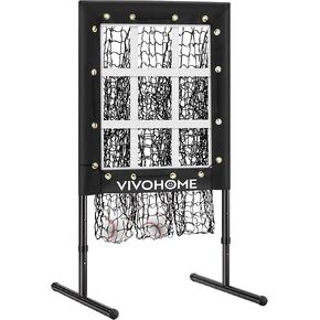 VIVOHOME Baseball Pitching Net, 9 Hole Softball Pitching Net with Strike Zone, Adjustable Baseball Softball Net for Batting Pitching Hitting with Carry Bag