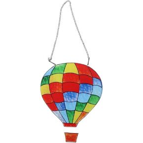 Stained Window Hanging Butterfly Hot Air Balloon Catcher,Acrylic Sun Catcher,Hot Air Balloon Pendant,Colorful Butterfly Hanging Ornament,10 * 7.5/8 * 5.5 Inch(Hot Air Balloon)