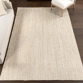nuLOOM 2x4 Rigo Jute Hand Woven Area Rug, Natural, Solid Farmhouse Design, Natural Fiber, For Bedroom, Living Room, Dining Room, Hallway, Office, Kitchen, Entryway