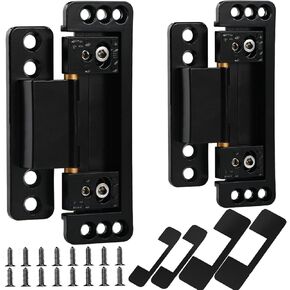 Ultra-Thin Hidden Door Hinges，2Packs Adjustable Hidden Door Hinges,110Lbs Load-Bearing，Heavy Duty Concealed Hinges for Secret Door，2 Way Adjustable Butt Hinge,Black，Zinc Alloy